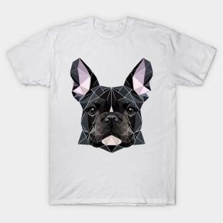 French Bulldog Geometric Portrait - Black T-Shirt